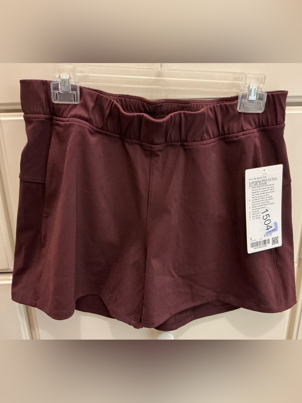 Lululemon luxstream slim fit shorts. Size 8. Goodnight Plum color